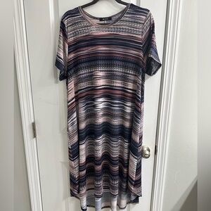 42POPS Multicolor Striped Midi Dress